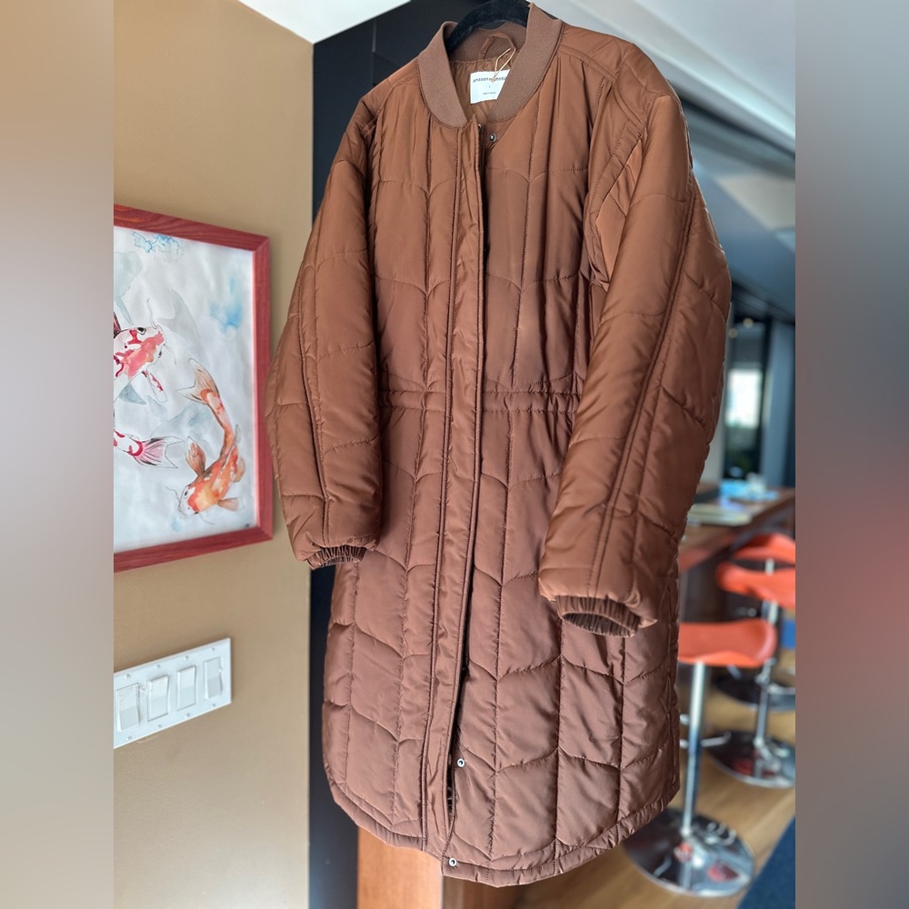 Beautiful Amazon Essentials Women's Long Quilted Bomber in Rich Brown